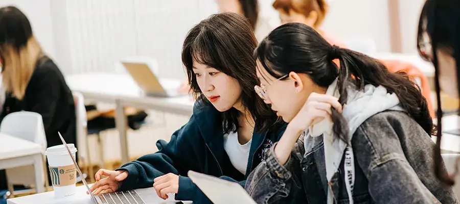 Students sitting at desk in classroom