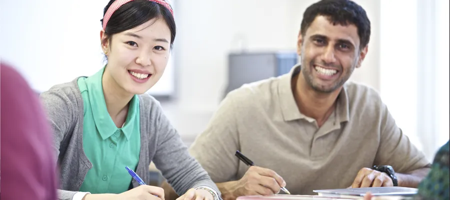 Students seated and writing